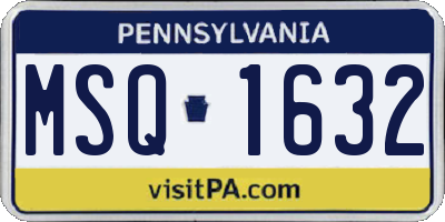 PA license plate MSQ1632