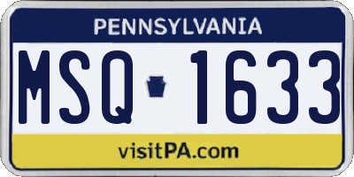 PA license plate MSQ1633