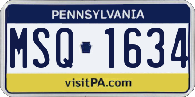 PA license plate MSQ1634