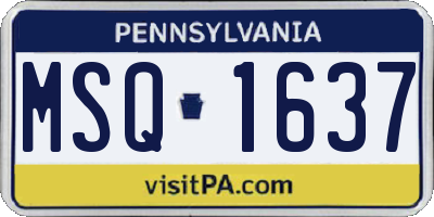 PA license plate MSQ1637