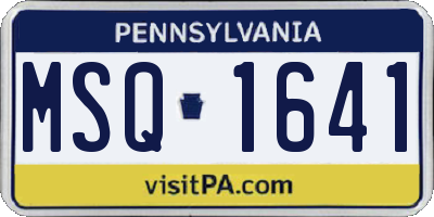 PA license plate MSQ1641