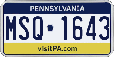 PA license plate MSQ1643