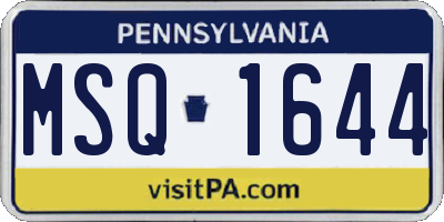 PA license plate MSQ1644