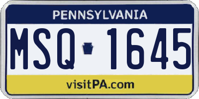 PA license plate MSQ1645