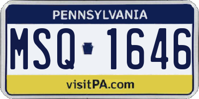 PA license plate MSQ1646