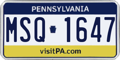 PA license plate MSQ1647