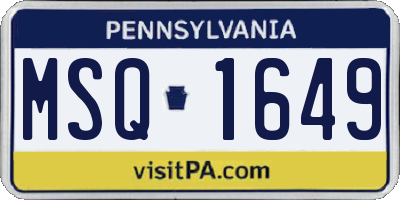 PA license plate MSQ1649