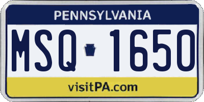 PA license plate MSQ1650