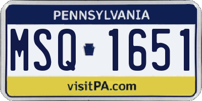 PA license plate MSQ1651