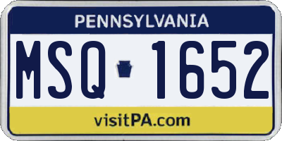 PA license plate MSQ1652