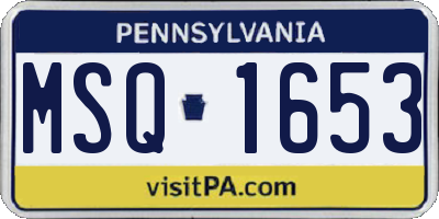 PA license plate MSQ1653