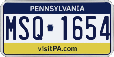 PA license plate MSQ1654
