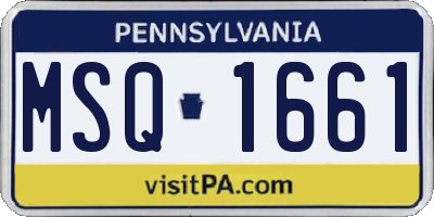 PA license plate MSQ1661