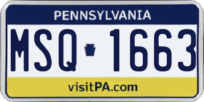 PA license plate MSQ1663