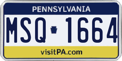 PA license plate MSQ1664