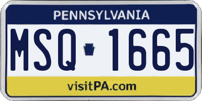 PA license plate MSQ1665