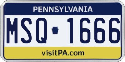 PA license plate MSQ1666