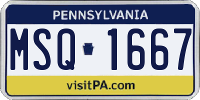 PA license plate MSQ1667