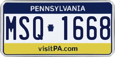 PA license plate MSQ1668
