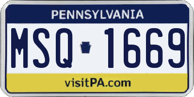 PA license plate MSQ1669