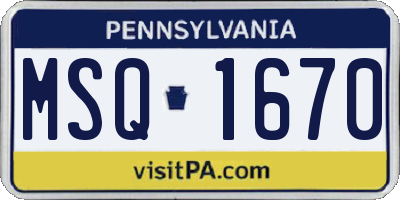 PA license plate MSQ1670