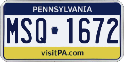 PA license plate MSQ1672