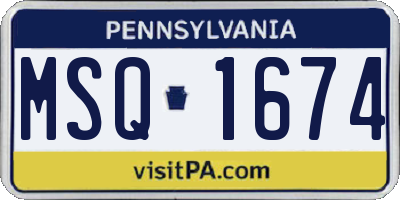 PA license plate MSQ1674