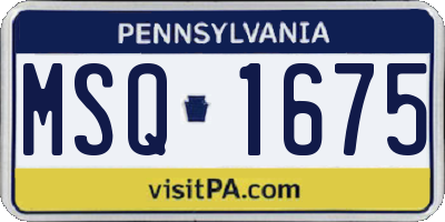 PA license plate MSQ1675