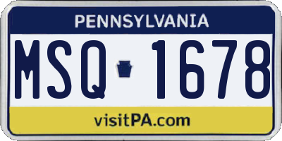 PA license plate MSQ1678