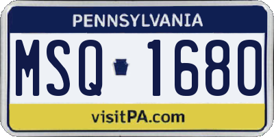 PA license plate MSQ1680
