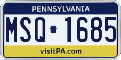 PA license plate MSQ1685