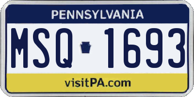PA license plate MSQ1693