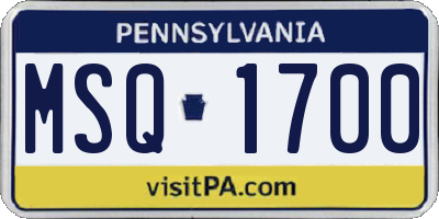 PA license plate MSQ1700
