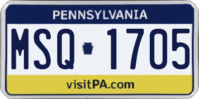PA license plate MSQ1705