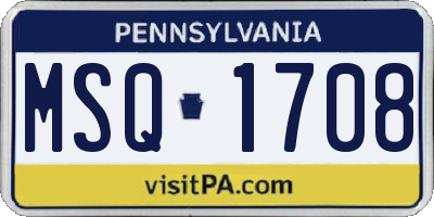 PA license plate MSQ1708