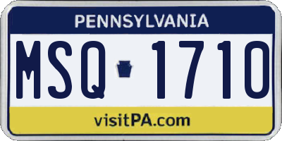 PA license plate MSQ1710