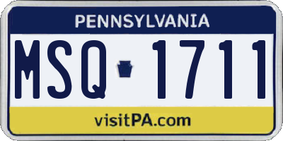 PA license plate MSQ1711