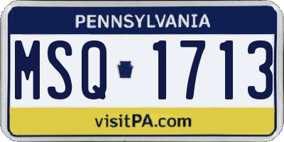 PA license plate MSQ1713