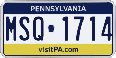 PA license plate MSQ1714