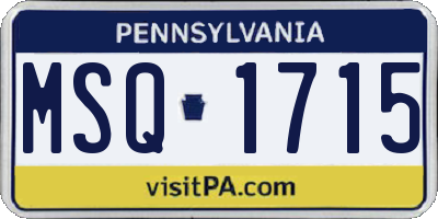 PA license plate MSQ1715