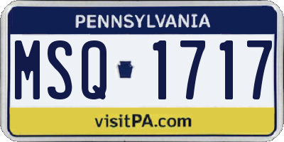 PA license plate MSQ1717