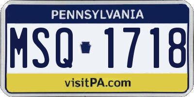 PA license plate MSQ1718