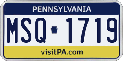 PA license plate MSQ1719