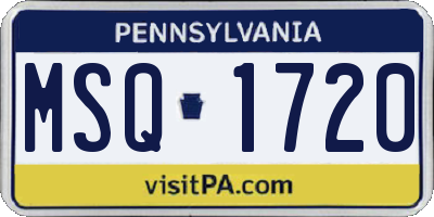 PA license plate MSQ1720