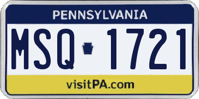 PA license plate MSQ1721