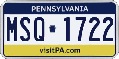 PA license plate MSQ1722
