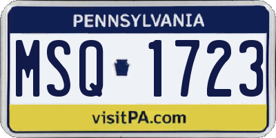 PA license plate MSQ1723