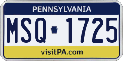 PA license plate MSQ1725