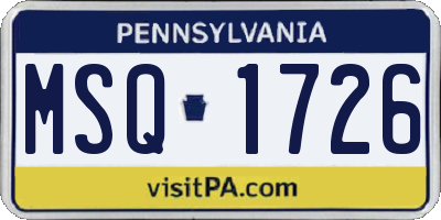 PA license plate MSQ1726