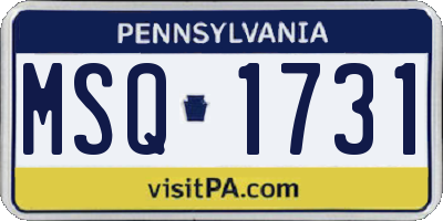 PA license plate MSQ1731